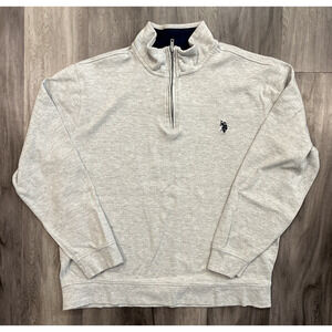 US Polo Assn. Men’s Large 1/4 Zip Pullover Sweatshirt Top Light Gray Casual